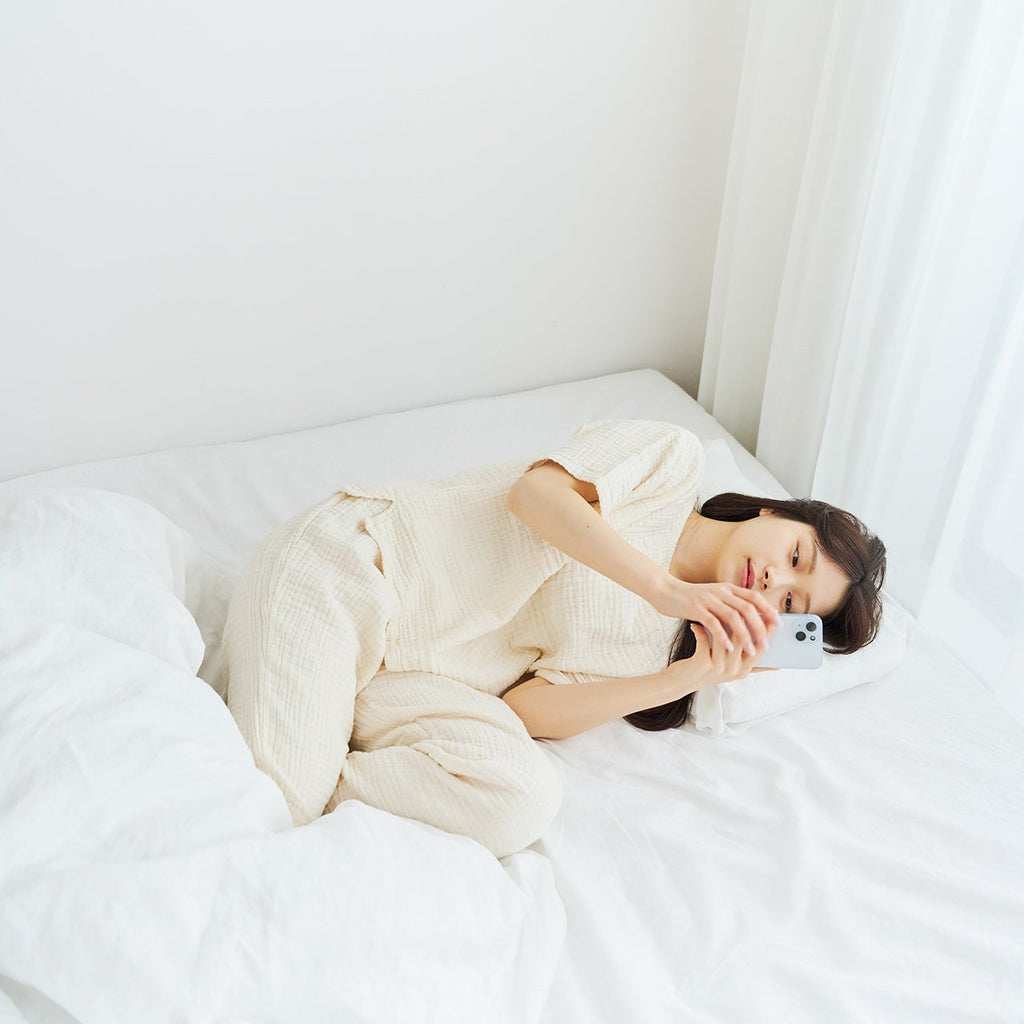 上下セット（半袖Tシャツ：ナチュラル）｜363° - 国産のガーゼ