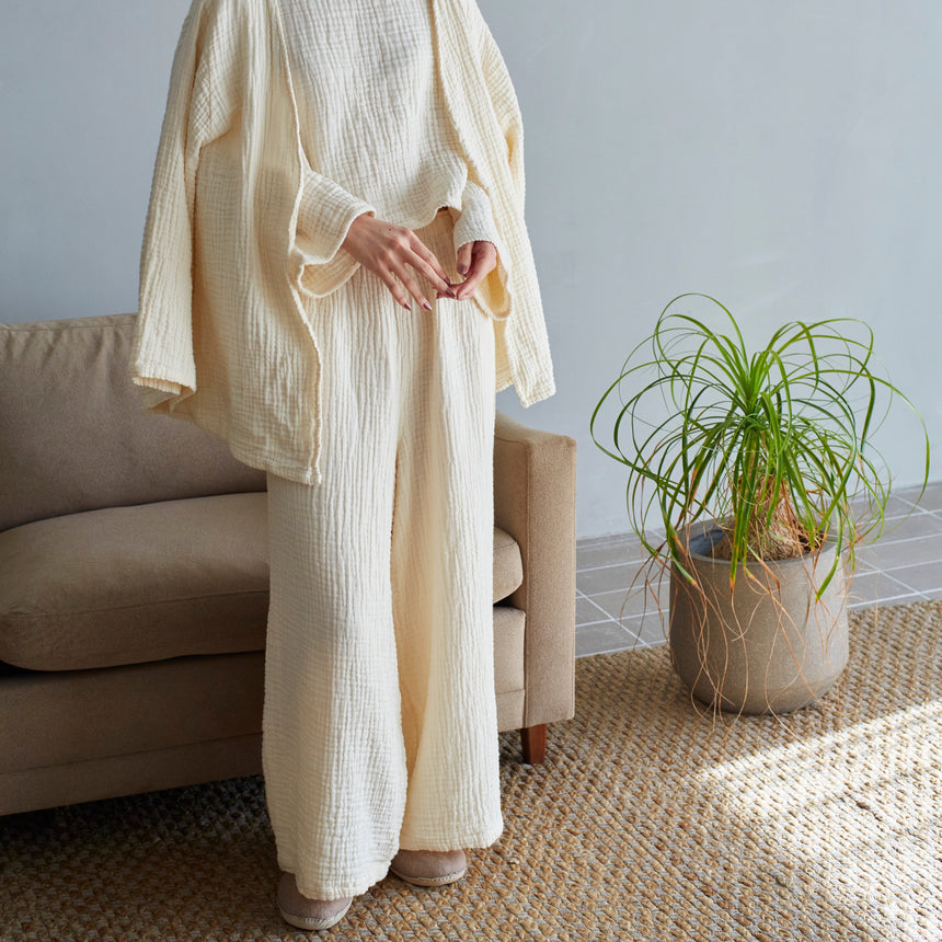 ロングワイドパンツ（3重ガーゼ）